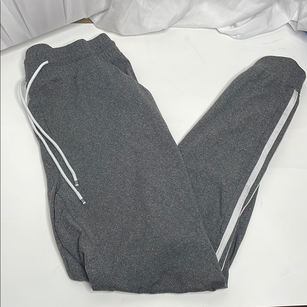 Gray Women's sweat pants with White Stripes
